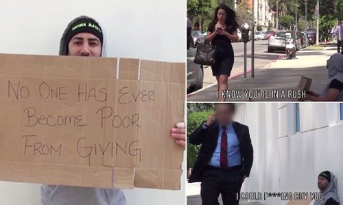 What happens when homeless man turns the table and offers people money