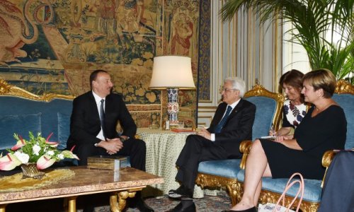 Prezident italiyalı həmkarı ilə görüşdü - Fotolar