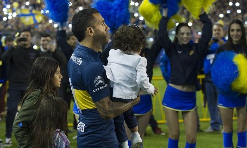 Tevez is paraded in front of 40,000 Boca fans and Diego Maradona