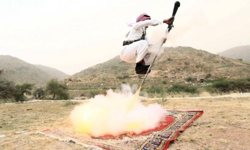 The Saudi tradition of firing rifles at one's own feet in celebration