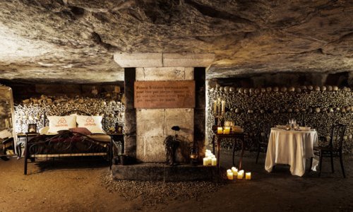 Would you sleep in an underground graveyard hotel?