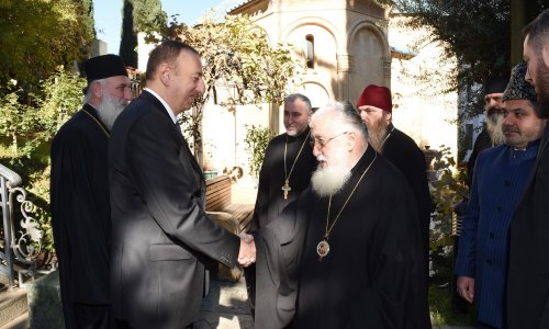 İlham Əliyev Gürcüstan Pravoslav Kilsəsinin Patriarxı ilə görüşüb - FOTO