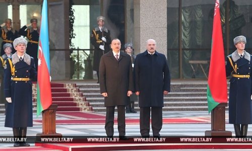 Belarusda Azərbaycan prezidentinin rəsmi qarşılanma mərasimi keçirildi