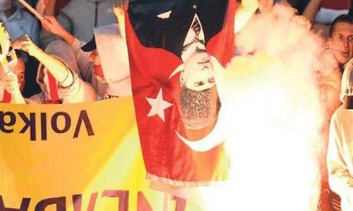 Российские болельщики сожгли флаги Турции