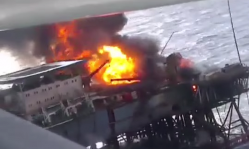 SOCAR denies reports of oil spill in Caspian after rig fire