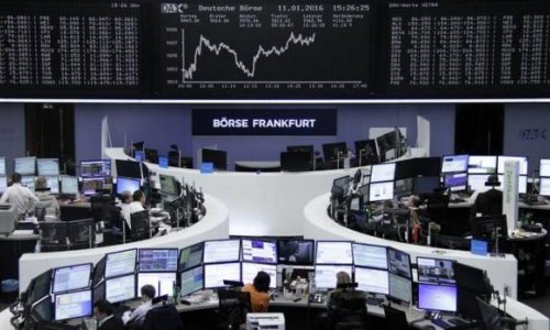 U.S. shares tumble; Brent crude slips below $30