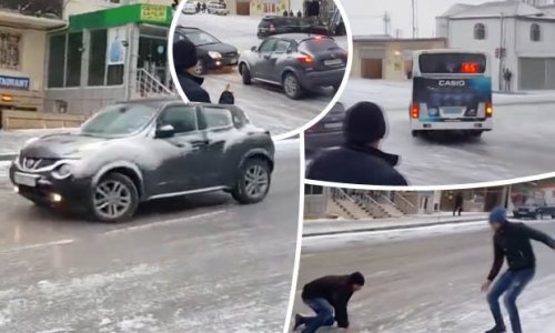Cars, buses and trucks find out exactly why you don't drive on black ice