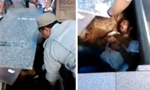 Moment 'dead' man is found alive in tomb
