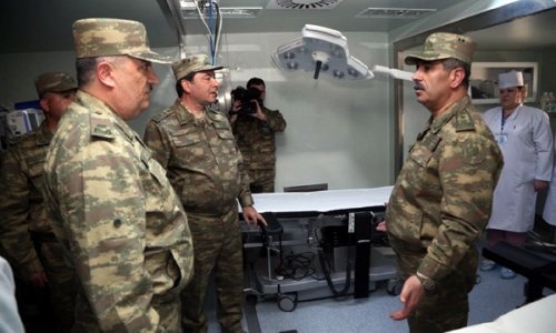 Azerbaijani military leadership oversees the mobile field hospital on frontline