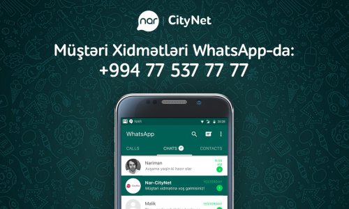 Nar-CityNet has presented customer care service over WhatsApp