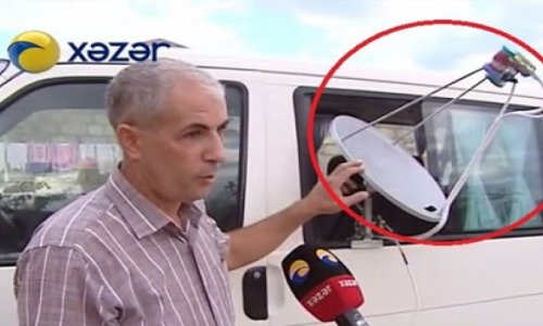 Azərbaycanlı kişi maşınına çanaq antenası quraşdırdı - VİDEO