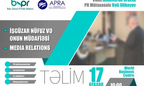 Training on “Business reputation and its protection” and “Media relations” to be held in Baku