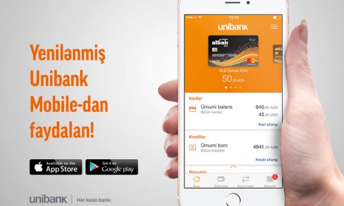 Unibankın mobil əlavəsi daha interaktiv və dinamik oldu