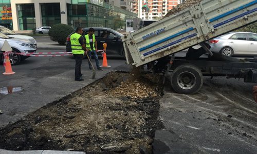 Bakıda daha bir yol çökdü