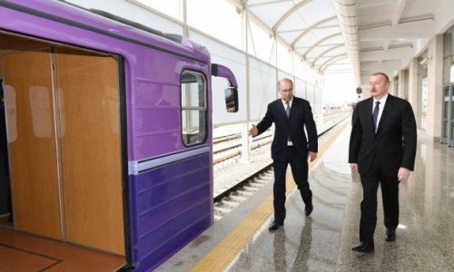 President Ilham Aliyev at Baku metro - PHOTO