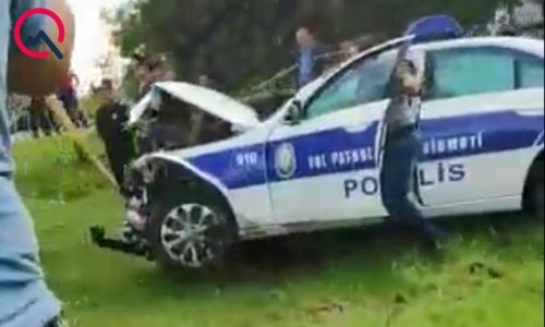 Tovuzda polis xidməti maşınında qəza törədib - VIDEO