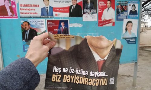 Namizədlərin plakatları qəsdən cırılır -  İDDİA  FOTO