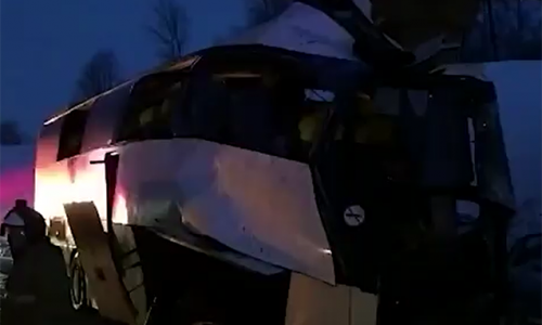 Avtobus qəzası, 5 ölü, 16 yaralı - Video