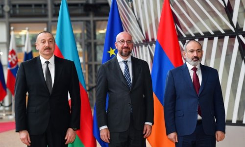President Ilham Aliyev meets with European Council President, Armenian PM in Brussels
