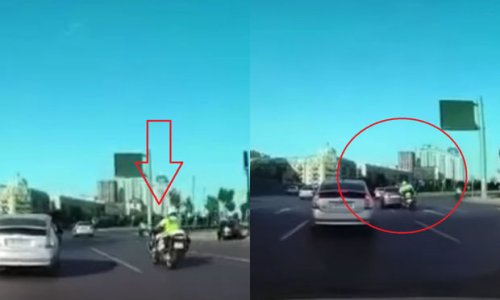 Polis motosikletlə qəzaya düşüb - VİDEO