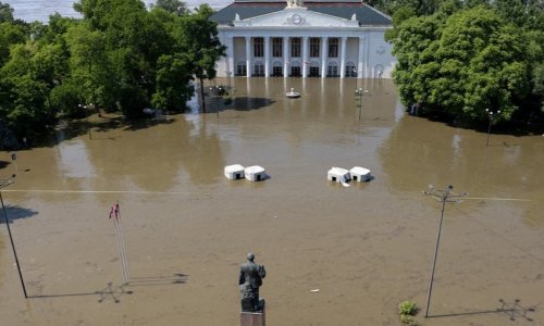 Around 600 sq km of Ukraine's southern Kherson region under water