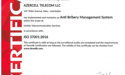 Azercell has successfully renewed its ISO 37001:2016 