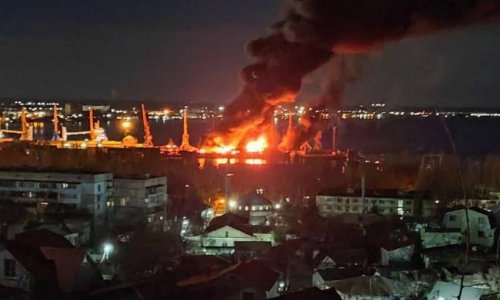 Ukrainian Air Force destroys Russian landing ship in Crimea