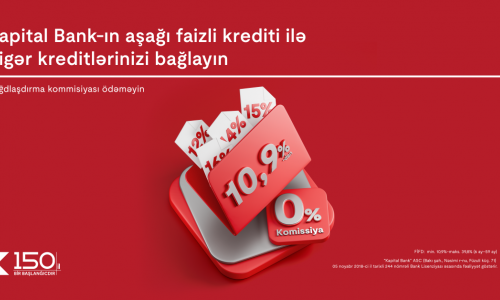 Kapital Bank-ın aşağı faizli krediti ilə digər kreditlərinizi bağlayın