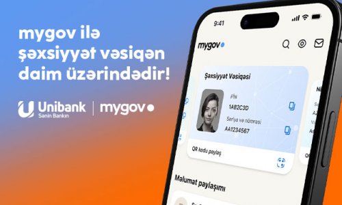 Unibankın xidmətlərindən rəqəmsal şəxsiyyət vəsiqənizlə istifadə edə bilərsiniz