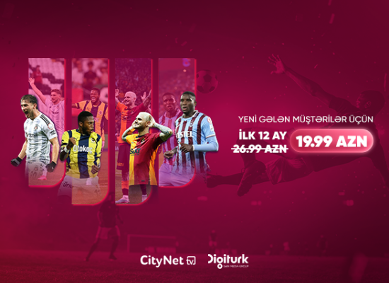 Futbol və əyləncə bir arada – “CityNet TV”dən “Digiturk” paketinə xüsusi endirim! 
Futbol və əyləncə bir arada – “CityNet TV”dən “Digiturk” paketinə xüsusi endirim!