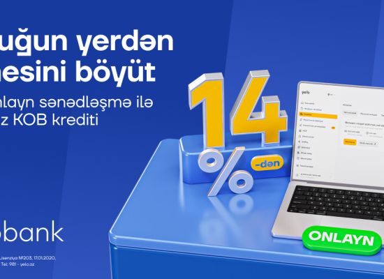 Yelo Bank-dan sahibkarlara 300 000 AZN-dək onlayn və girovsuz kredit!