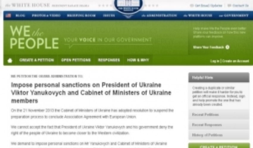 «Yanukoviçə sanksiya!» - yüz min imza hazırdır