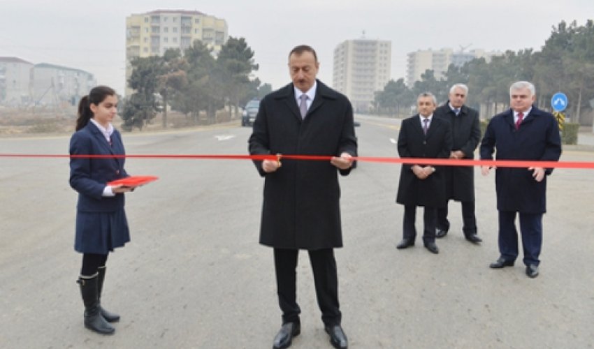 İlham Əliyev avtomobil yolunun açılışında iştirak edib İlham Əliyev avtomobil yolunun açılışında iştirak edib