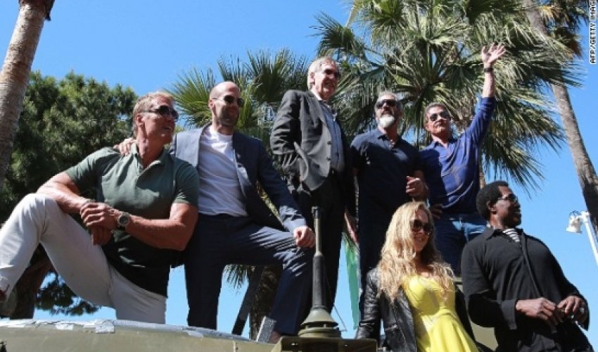 Action heroes invade Cannes on tanks