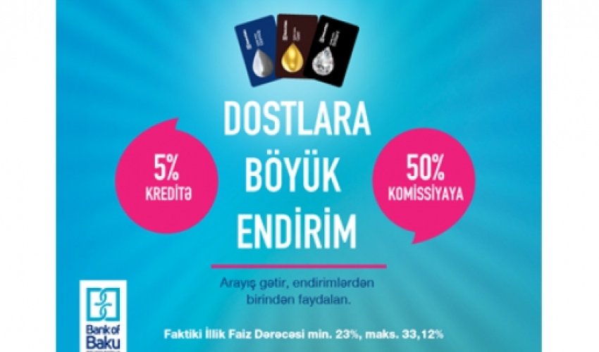 “Bank of Baku”-dan sadiq müştərilər üçün güzəştli kredit kampaniyası “Bank of Baku”-dan sadiq müştərilər üçün güzəştli kredit kampaniyası