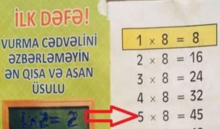 Vurma cədvəli kitabında biabırçı səhv