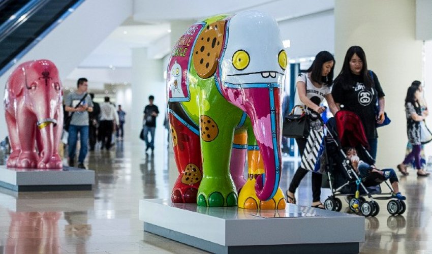 Elephants take over Hong Kong malls - PHOTO