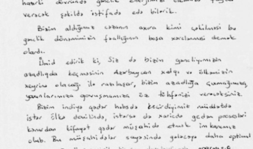 Həbsdəki "Nida"çılar prezident İlham Əliyevə müraciət etdi - MƏTN