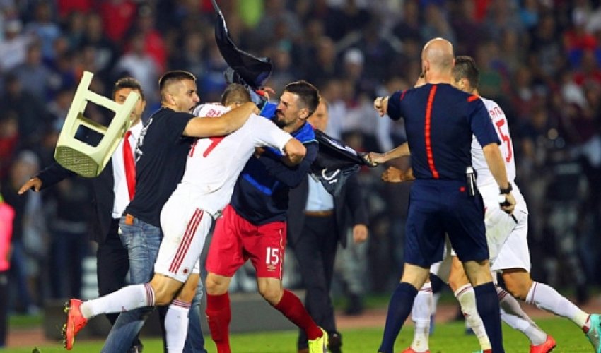 Serbia v Albania abandoned following mass brawl - VIDEO