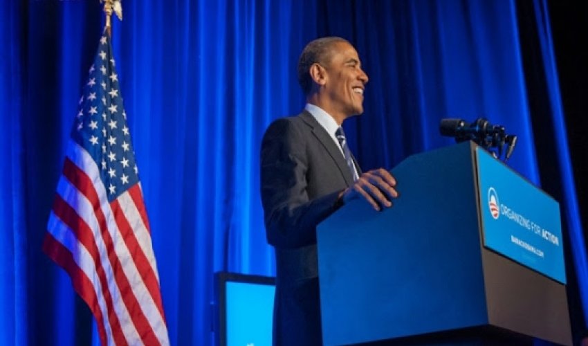 Obamanı veclərinə almadılar - nitq yarımçıq qaldı