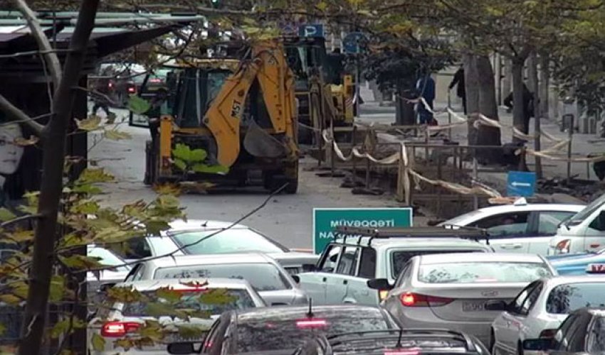 Mərkəzi küçə bir həftəlik təmirə bağlandı - Fotolar