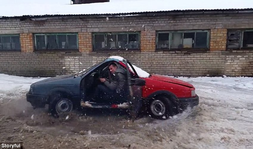 Car made from two front ends welded together Car made from two front ends welded together