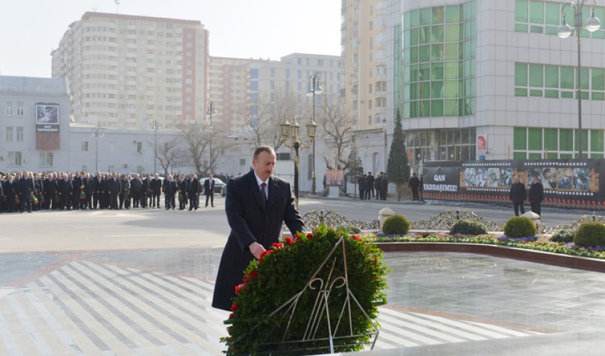 Azerbaijani president attends ceremony commemorating Khojaly tragedy victims