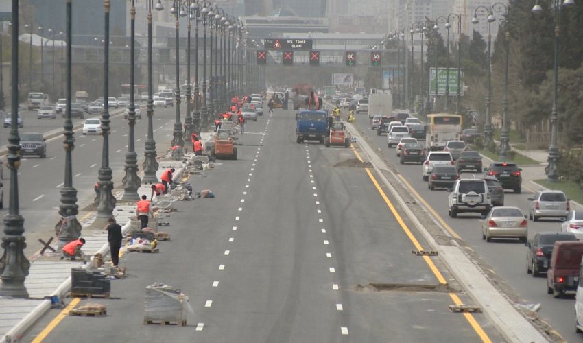 Heydər Əliyev prospektində təmir işləri davam etdirilir