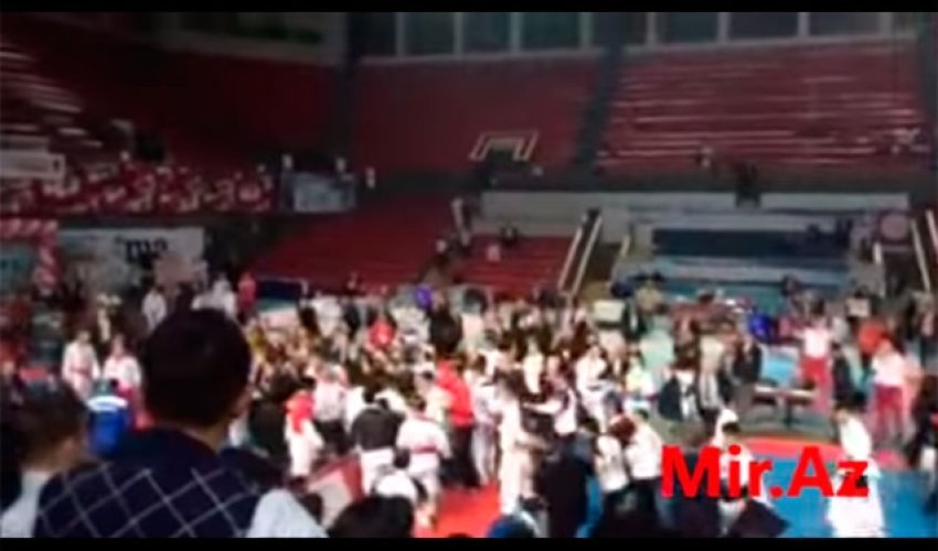 Azərbaycanlı idmançılarla ermənilər arasında dava - VİDEO