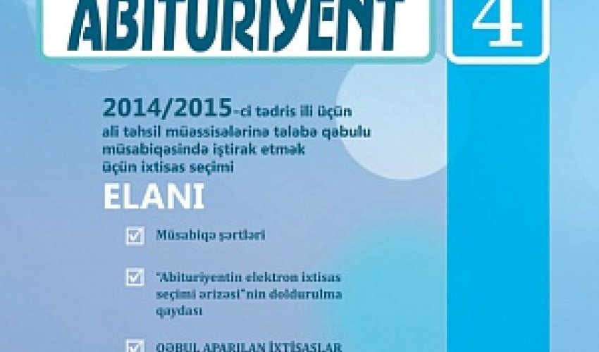 “Abituriyent” jurnalının 4-cü sayı nəşr edildi “Abituriyent” jurnalının 4-cü sayı nəşr edildi