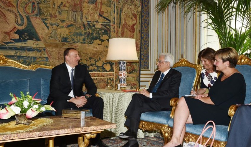 Prezident italiyalı həmkarı ilə görüşdü - Fotolar