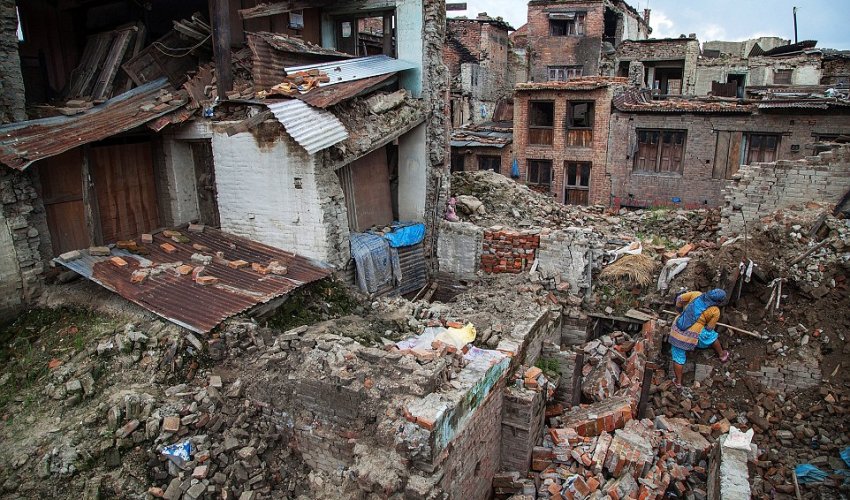 Landslides in a mountain area of Nepal bury