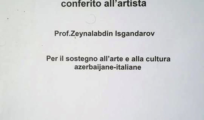 Azərbaycanlı heykəltəraş Roma Rəssamlıq Akademiyasının fəxri professoru seçildi