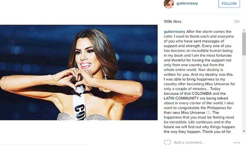 Miss Colombia breaks her silence after being wrongly named the winner